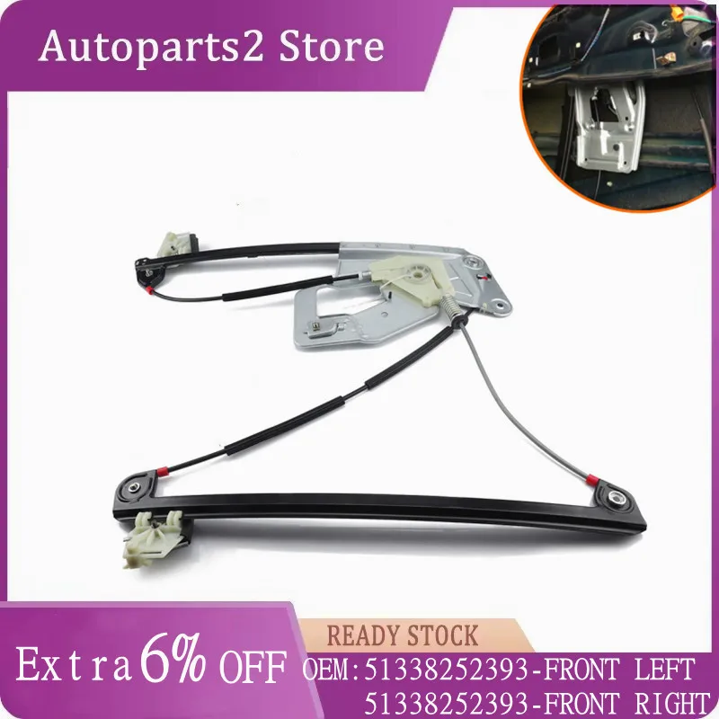 OE 51338252393 51338252394 Front Left or Right Power Window Regulator without Motor for Bmw 525i 528i 530i 540i M5 E39