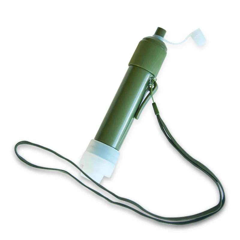 1pc Outdoor Mini Camping Purification Water Filter Straw TUP Carbon Fiber Water Bag for Survival or Emergency Supplies