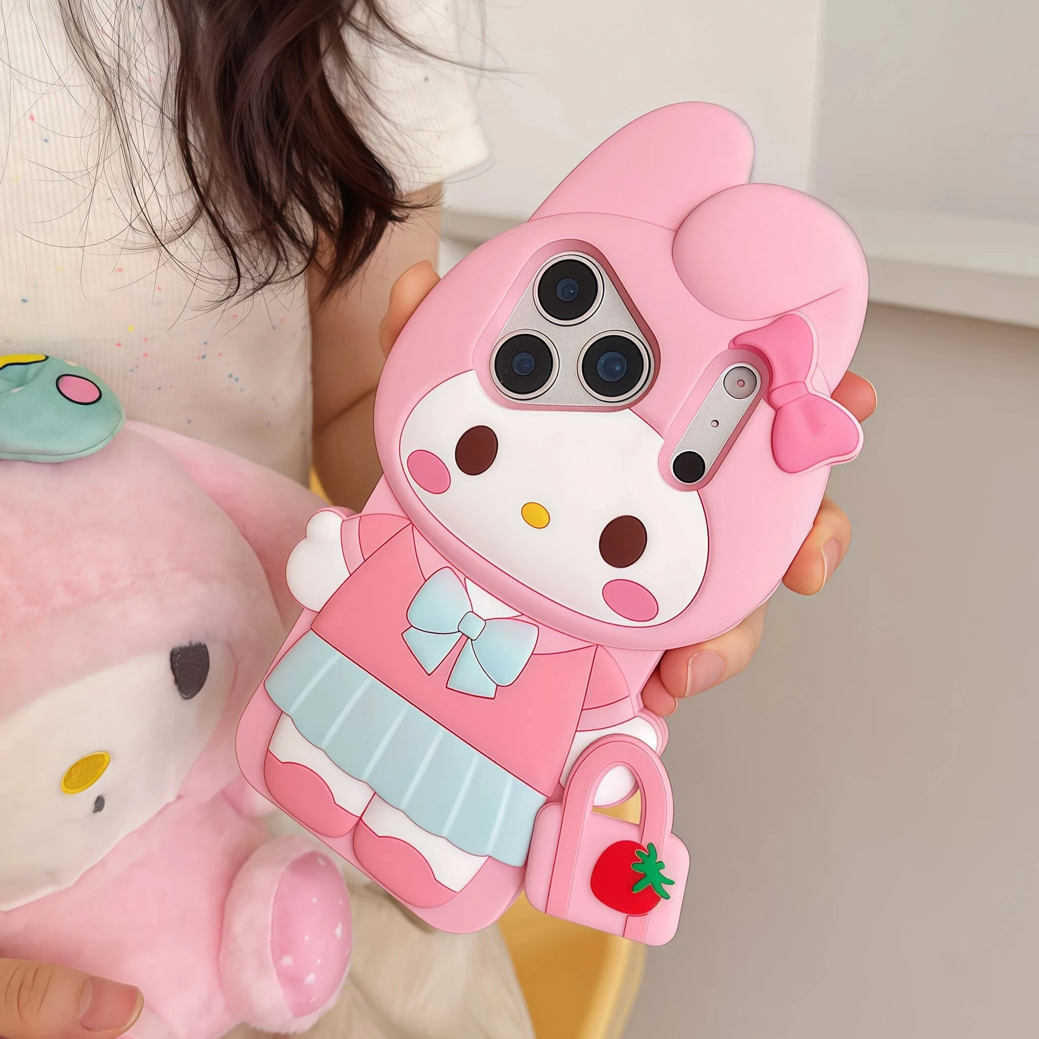 Kawaii 3D Cartoon Melody Handyhülle für iPhone 17 Pro 17 16 15 14 13 12 11 Pro Max Niedliche stoßfeste Silikon-Handyhülle