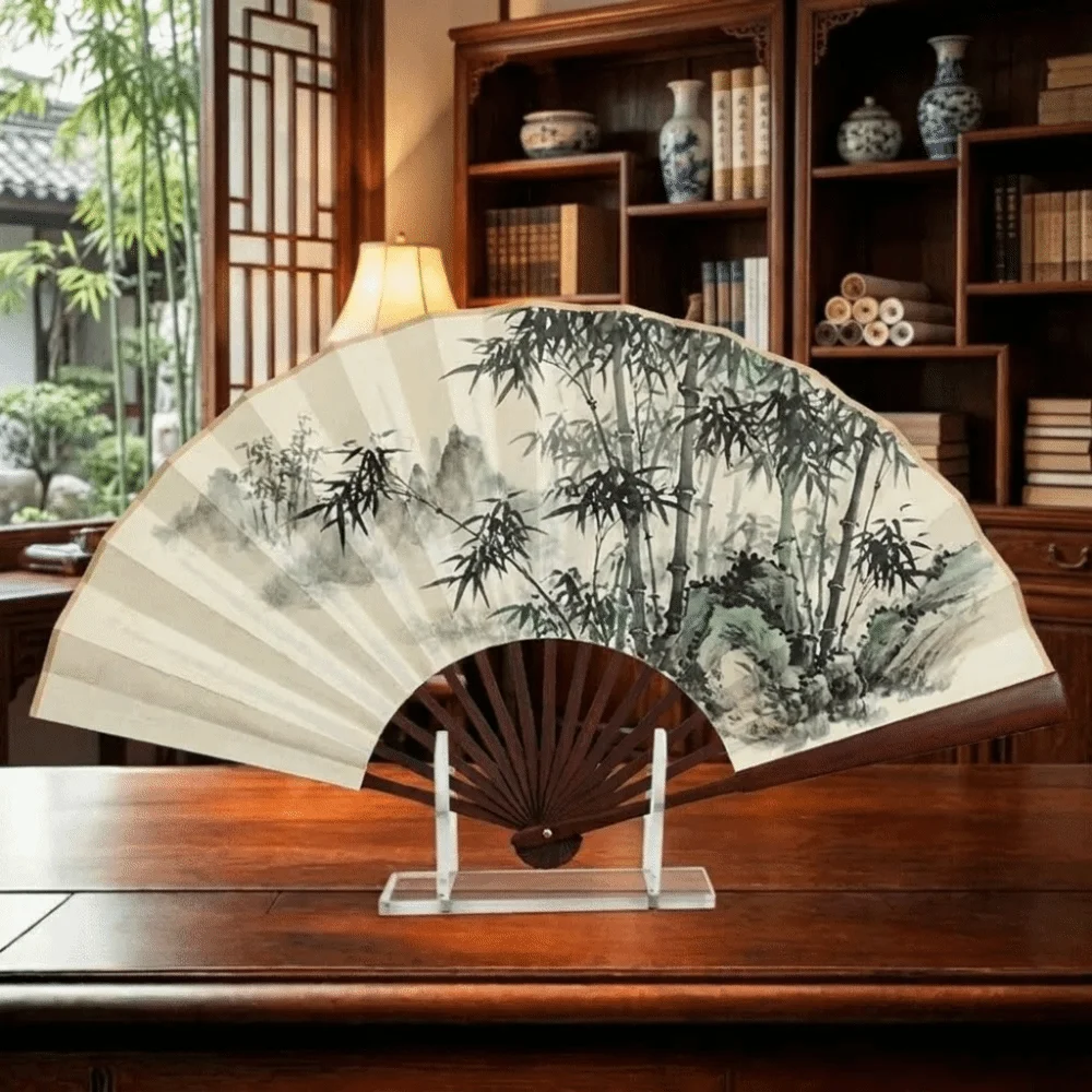 2Pcs Transparent Fan Display Stand Acrylic Space-Saving Fan Display Rack Compact Storage Rack Hand Fan Organizer