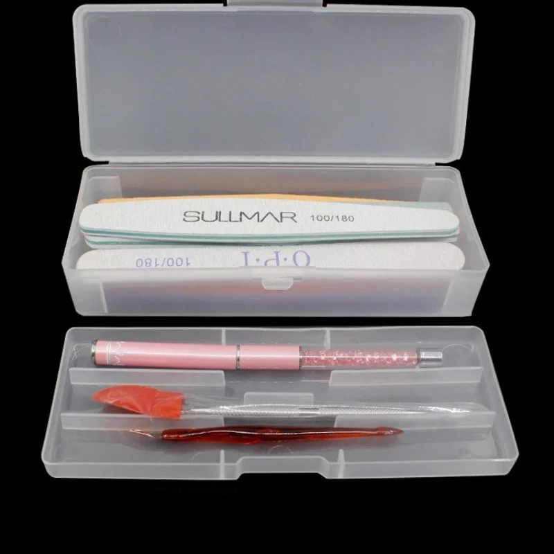 Double-layer Rectangle Nail Tool Storage Box Plastic Manicure Container