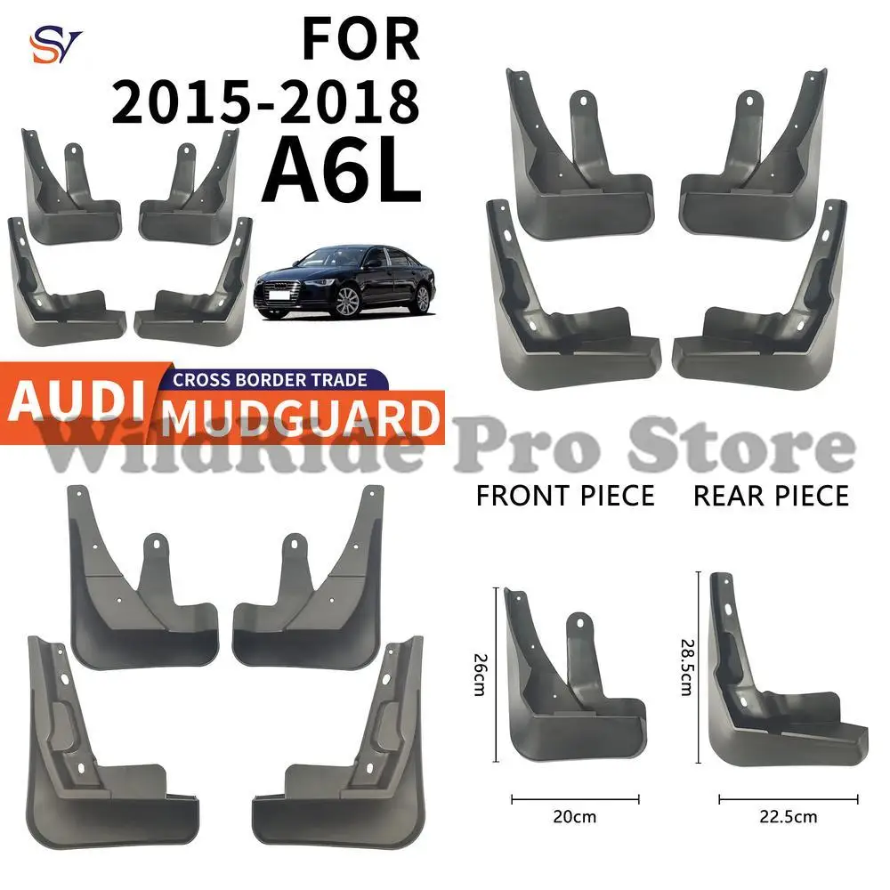 

Front and Rear Mud Flaps for 2015-2018 Audi A6L Easy Installation PP Plastic Protection Fender Liners
