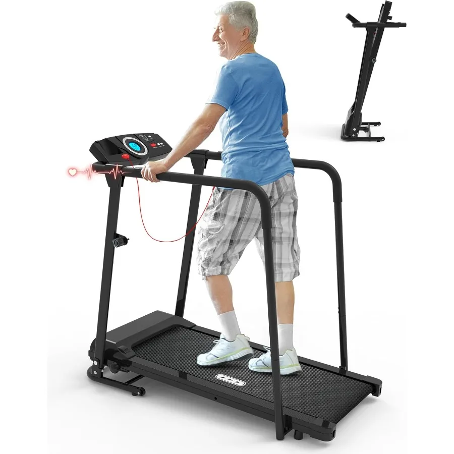 

Walking Treadmill for Senior - Foldable Senior Treadmill with 300 lbs Capacity and Long Handrails - Home Recovery Fitness Exerci