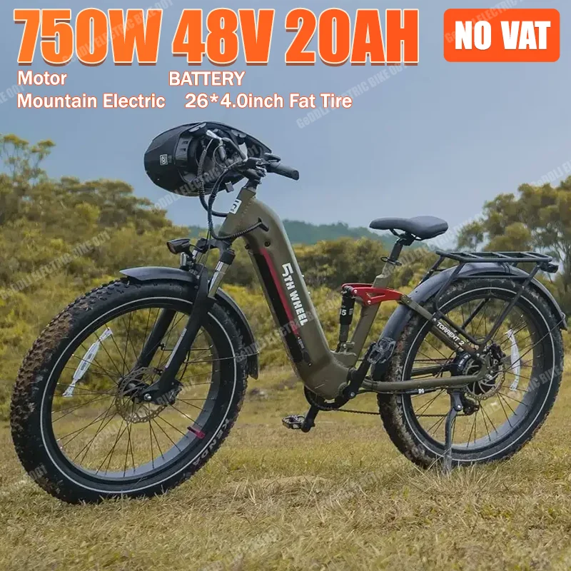 Electric Bike 750W Powerful Motor 48V 20AH Samsung Battery E Bike 26*4.0inch Fat Tire Full Suspension Mountain Electric Bicycle