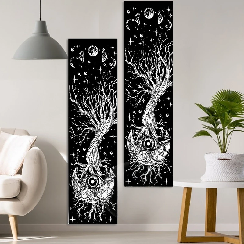 Tree of Life Tapestry Black and White Tapestries Moon Phase Tapestry Mystic Eyes Tapestry Star Galaxy Space Tapestry for Bedroom