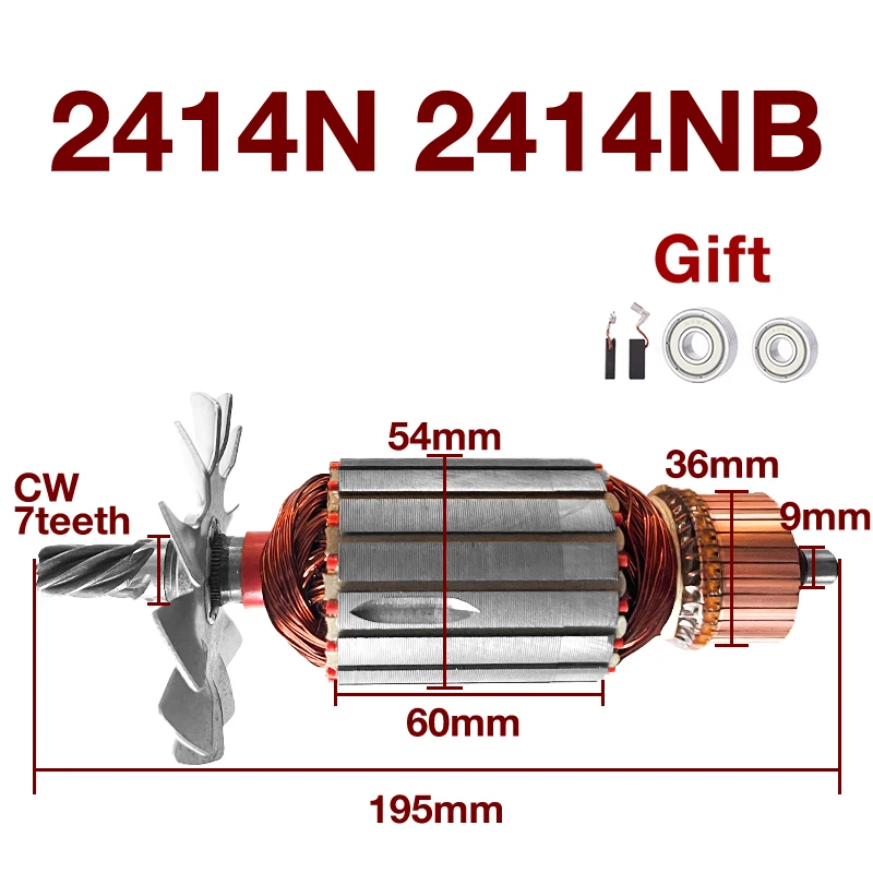 Substituição armadura acessórios para Makita, Máquina de corte Rotor, Anchor Ferramentas Elétricas, AC220-240V, 2414N, 2414NB