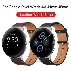 Leather Strap For Google Pixel Watch 4 3 41 45mm Accessory Replace Wristband Bracelet For Google Pixel 2 Watch Band Strap Correa