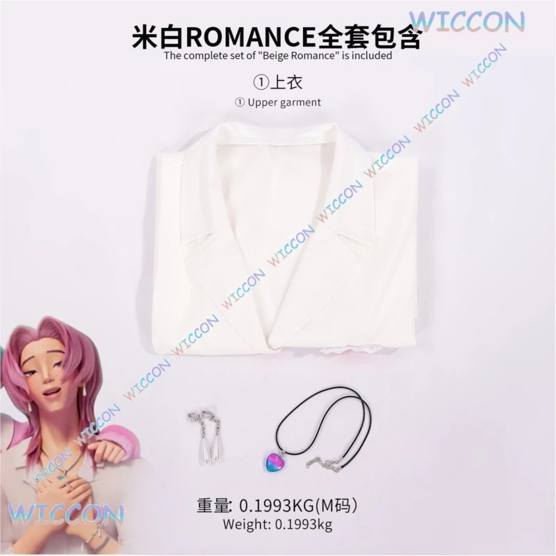 

Kpop Охотники на демонов Косплей Романтика Косплей Белая рубашка в форме сердца с ожерельем Серьги Романтический парик для взрослых и детей Мужской костюм на Хэллоуин