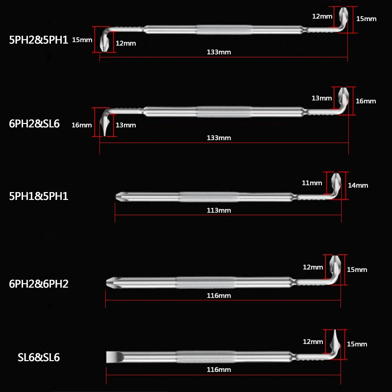 BROPPE Z-Type Screwdriver L-Shaped 90-Degree Right-Angle Elbow Bend Phillips/Slotted With Magnetic Short Screwdriver