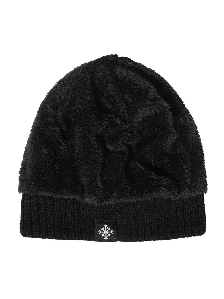 New Korean Version Of The Simple Snowflake Cloth Label Knit Cap Outdoor Sports Leisure Warm Hat For Men And Women