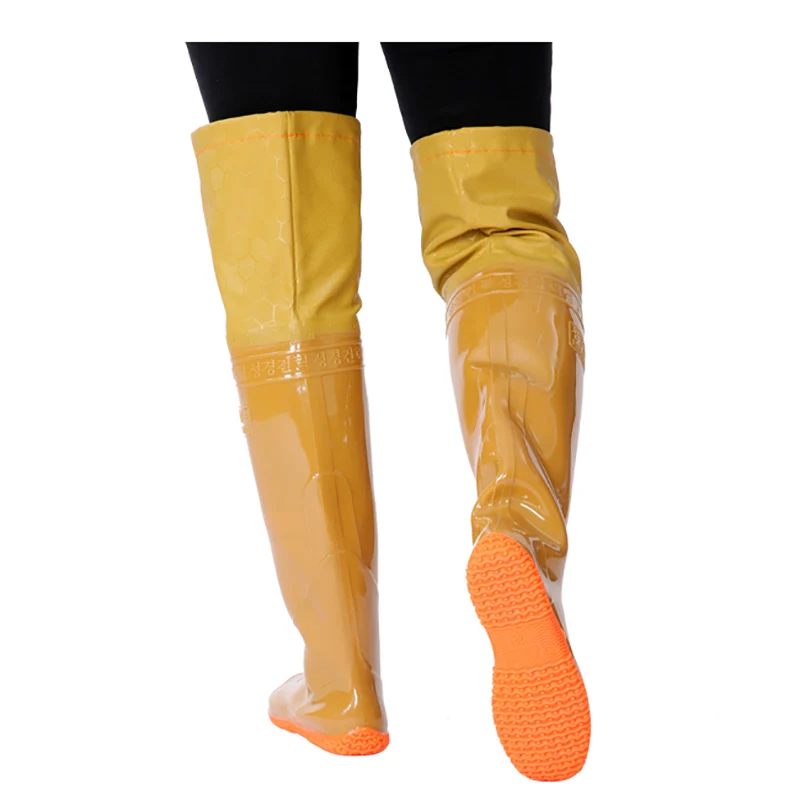Lace-up Flat Fishing Boots Foldable Beach Boots over the Knee Knee-High Rain Boots