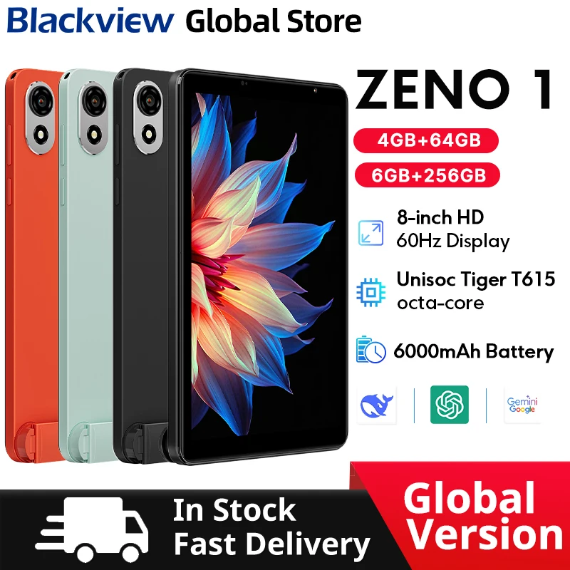 New Blackview ZENO 1 Tablet 8-inch Display 4G LTE Android 15 Widevine L1 Octa-core 64GB 256GB 6000mAh Doke AI Small size Pad PC