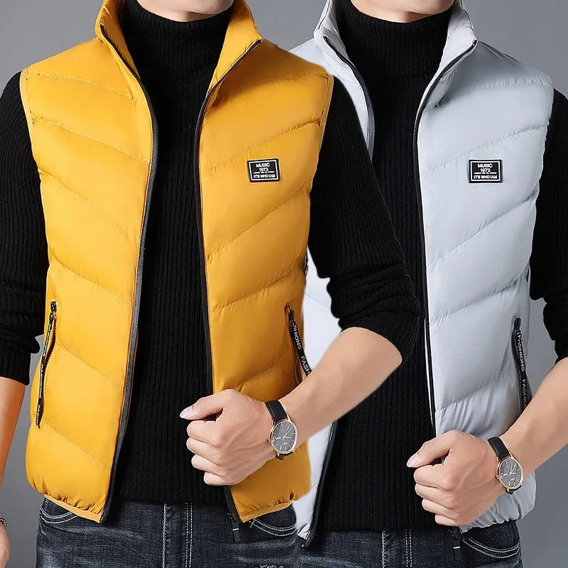 Warm Padded Thick New Brand Casual Fashion Sleeveless Vest Jacket Autumn Winter Classic Waistcoat Coat Korean Mens Clothes 2023