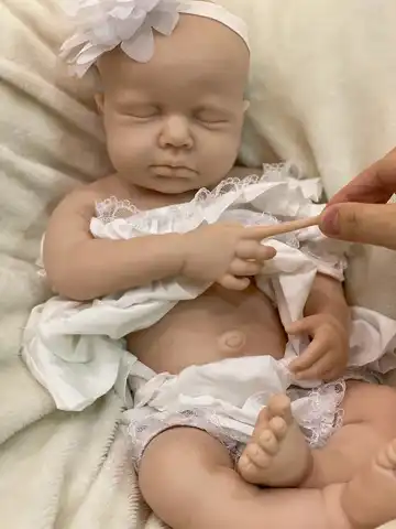 Saskia niña Reborn Loulou de silicona completa de 18 pulgadas |   Kit de muñeca sin pintar hecho a mano |   con ropa blanca