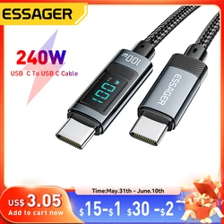 Essager 240W USB Type C To USB C Cable 100W PD 3.1 Fast Charging Charger Wire For Macbook Pro Xiaomi Samsung Laptop USBC Cord 2M