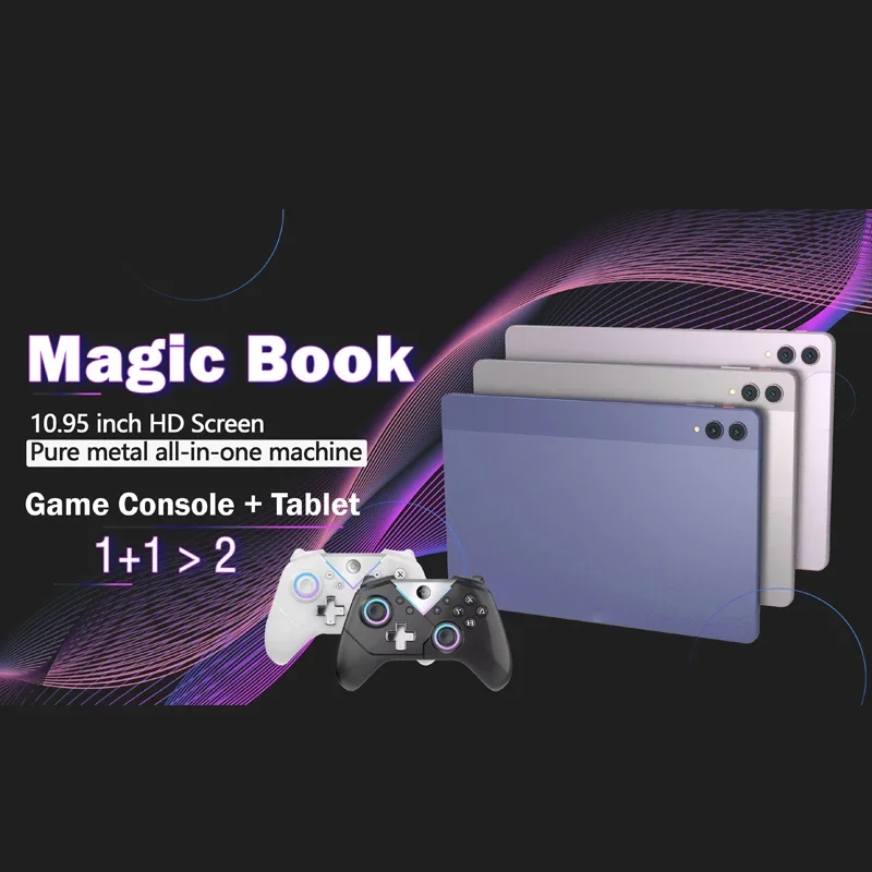 НОВАЯ Magic Book Ретро портативный игровой видеоплеер, консоль, планшет, геймпады HD, 10-дюймовый Android 12, Bluetooth, 12G + 256G, PSP, PS2, игры