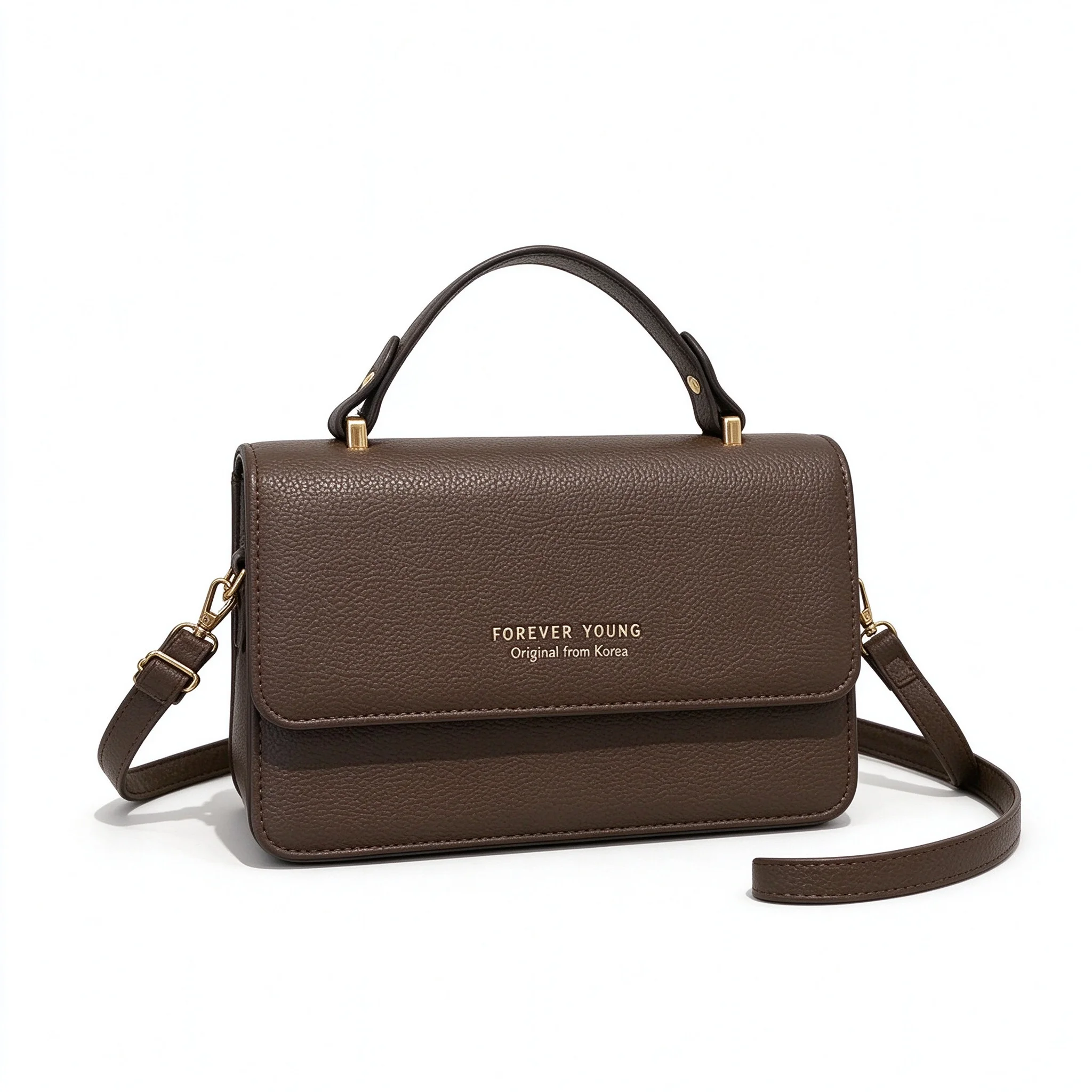 Golden Khaki Black White Coffee Brown Vintage PU Leather Crossbody Shoulder Small Square Handbag Fashion Retro Bag Forever Young