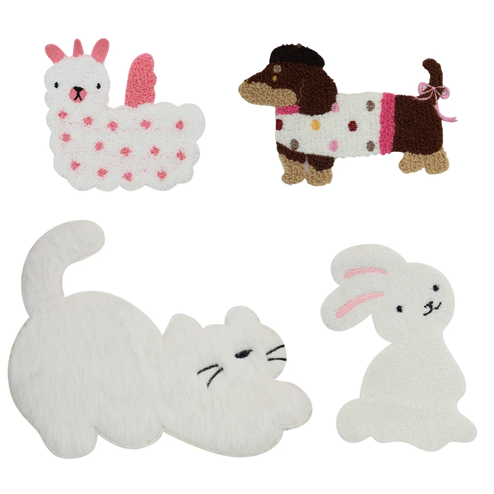 Fur Cat Dog Sew On Patches Cute Rabbit Goat Lamb Cat DIY Decor or Repair, Embroidered Appliques for Clothing Backpack T-Shirt