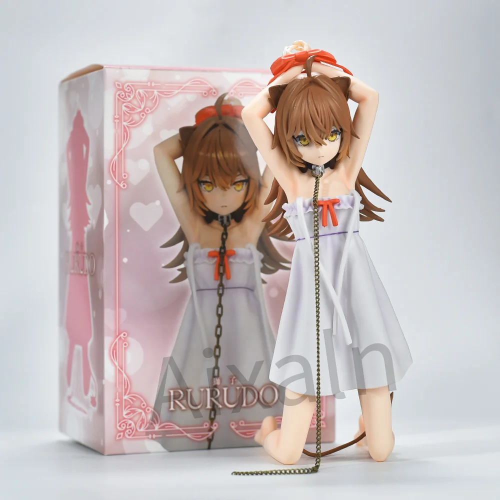 Aixlan Rurumi Leão Ajoelhado Vestido Branco Menina PVC Action Figure, Estatueta Colecionável, Presente de Natal, 21cm, Amine