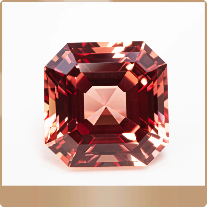 

Top Lab Grown Sapphire Sunset Orange Color Square Asscher Cut VVS1 Charms DIY Jewelry Making Material Selectable AGL Certificate