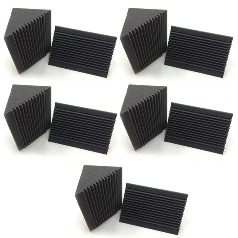 30 PCS Acoustic Foam Charcoal/Black Bass Trap Sound Absorption Studio Soundproofing Corner Wall 12 X 12 X 24 Cm