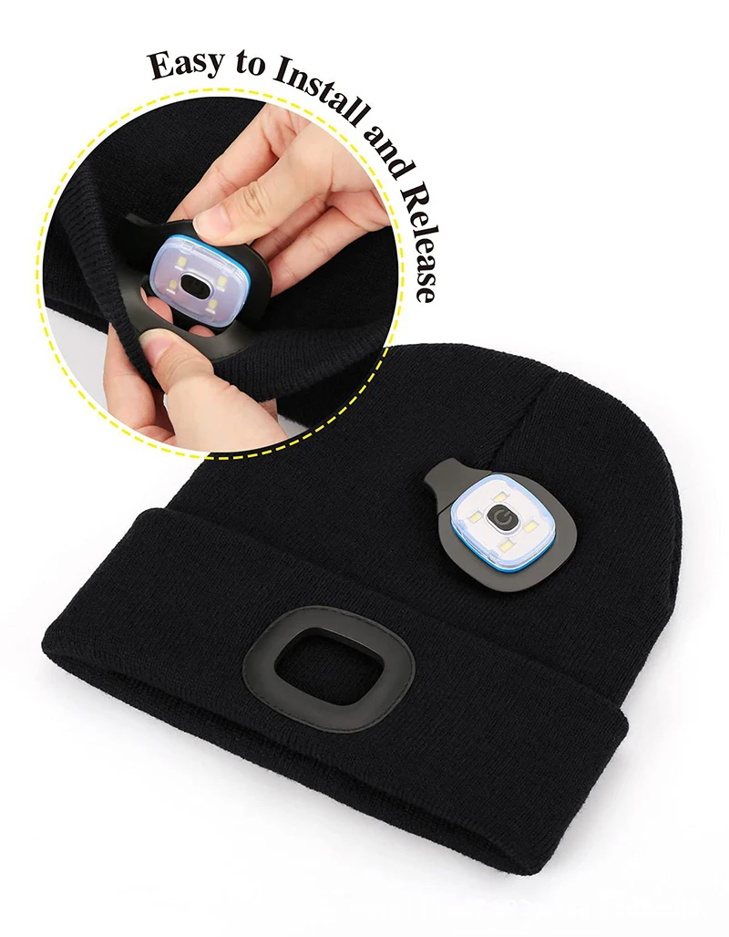 

F2 Cap Hat Upgraded Hand-Free Headlamp edc With Led Light Rechargeable Autumn And Winter Cap Removable And Washable Knitted Hat