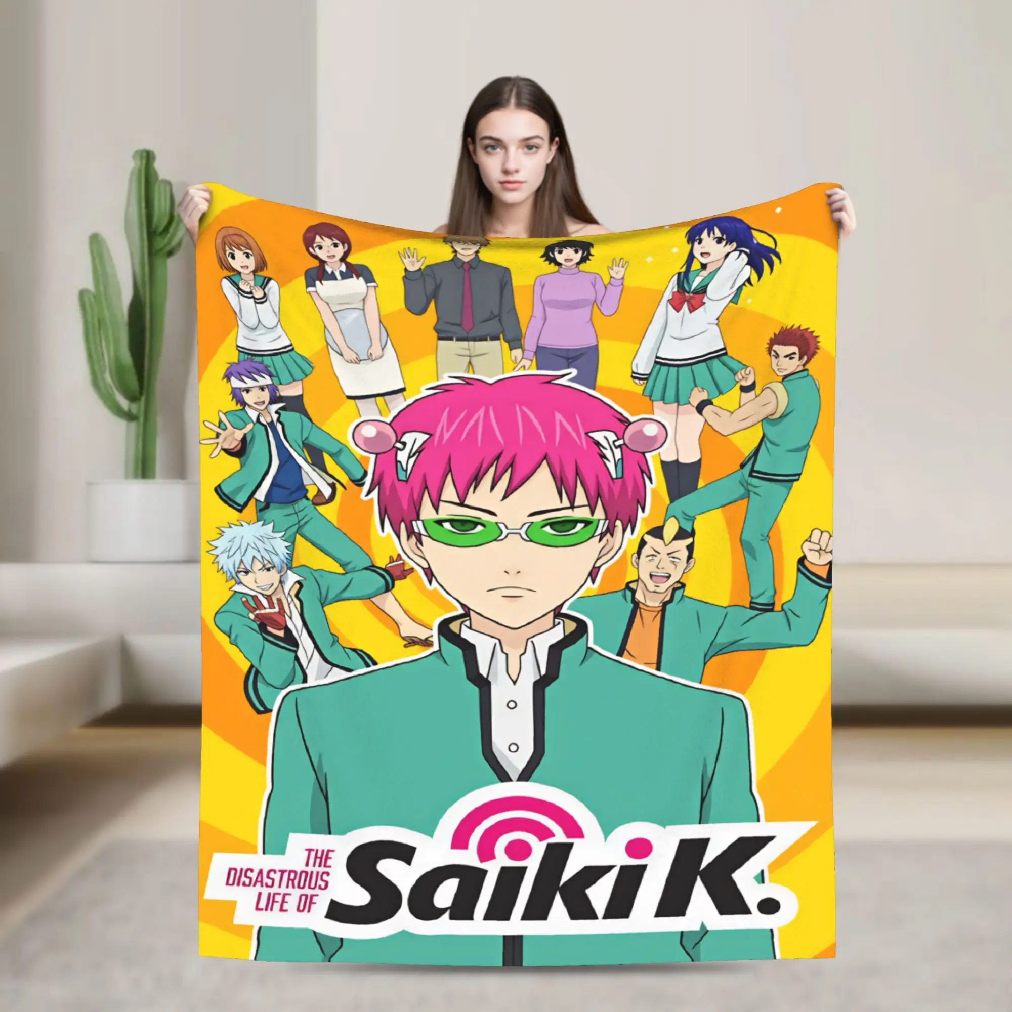 The Disastrous Life of Saiki K Blanket Quality Super Warm  Throw Blanket Winter Decorative Home Decor Graphic Bedspread