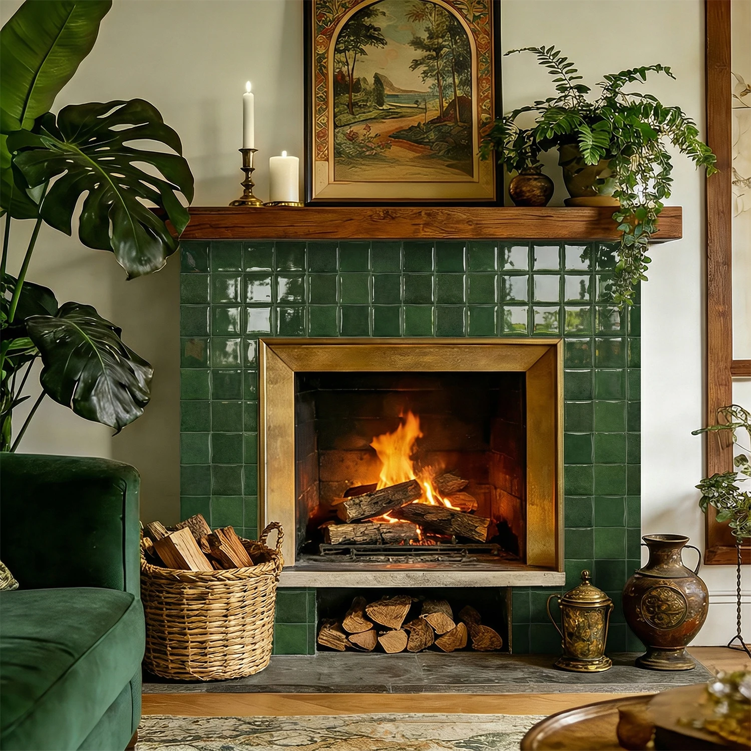 

3D gel vinyl self-adhesive wall tile 6x6 inch green waterproof and heat-resistant peeling paste kitchen and bathroom decoration