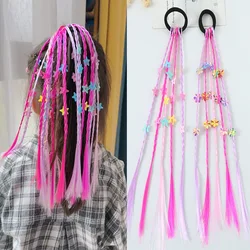 1PC Lovely Girls Colored Pentagram Wigs Ponytail Headbands Rubber Bands Hair Bands Headwear Kids Hair Accessories Hair Ornament