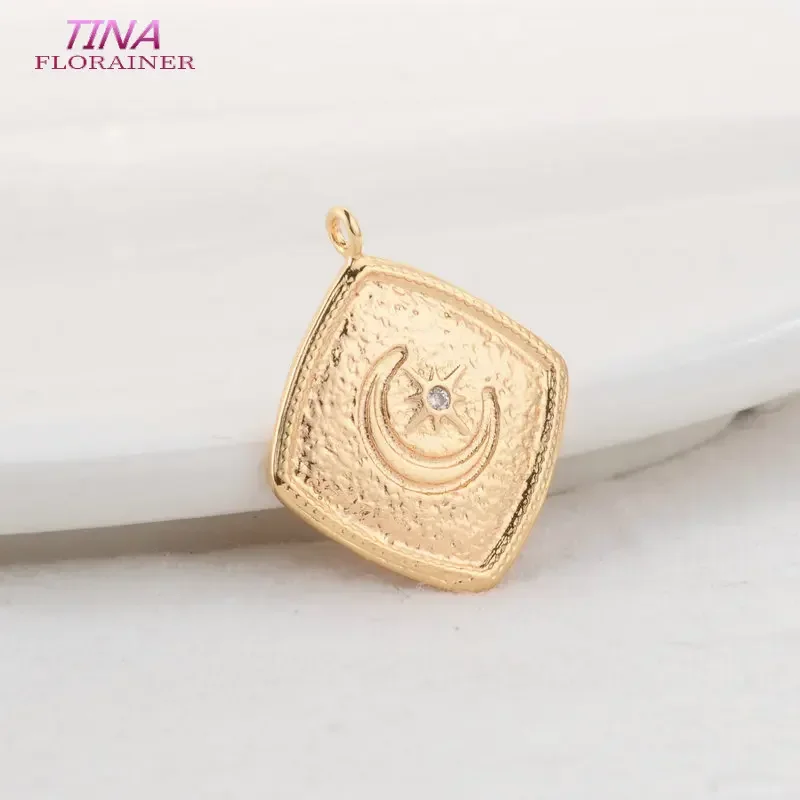 20*23MM 14K Gold Color Plated and Zircon Star and Moon Charms Pendants Jewelry Making Supplies Diy Accessories