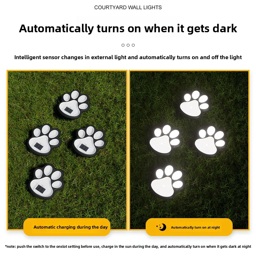 Luce solare da prato LED simulazione impronta zampa di cane spina da pavimento luce esterna antipioggia cortile giardino luce decorativa interrata