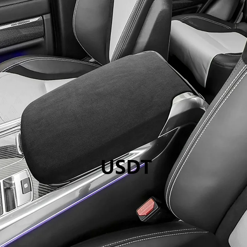 TOP Suede Car Armrests Box Cover Decoration For Land Rover Range Rover Sport 2019 2022 2021 2020 2018 Interior Accessories