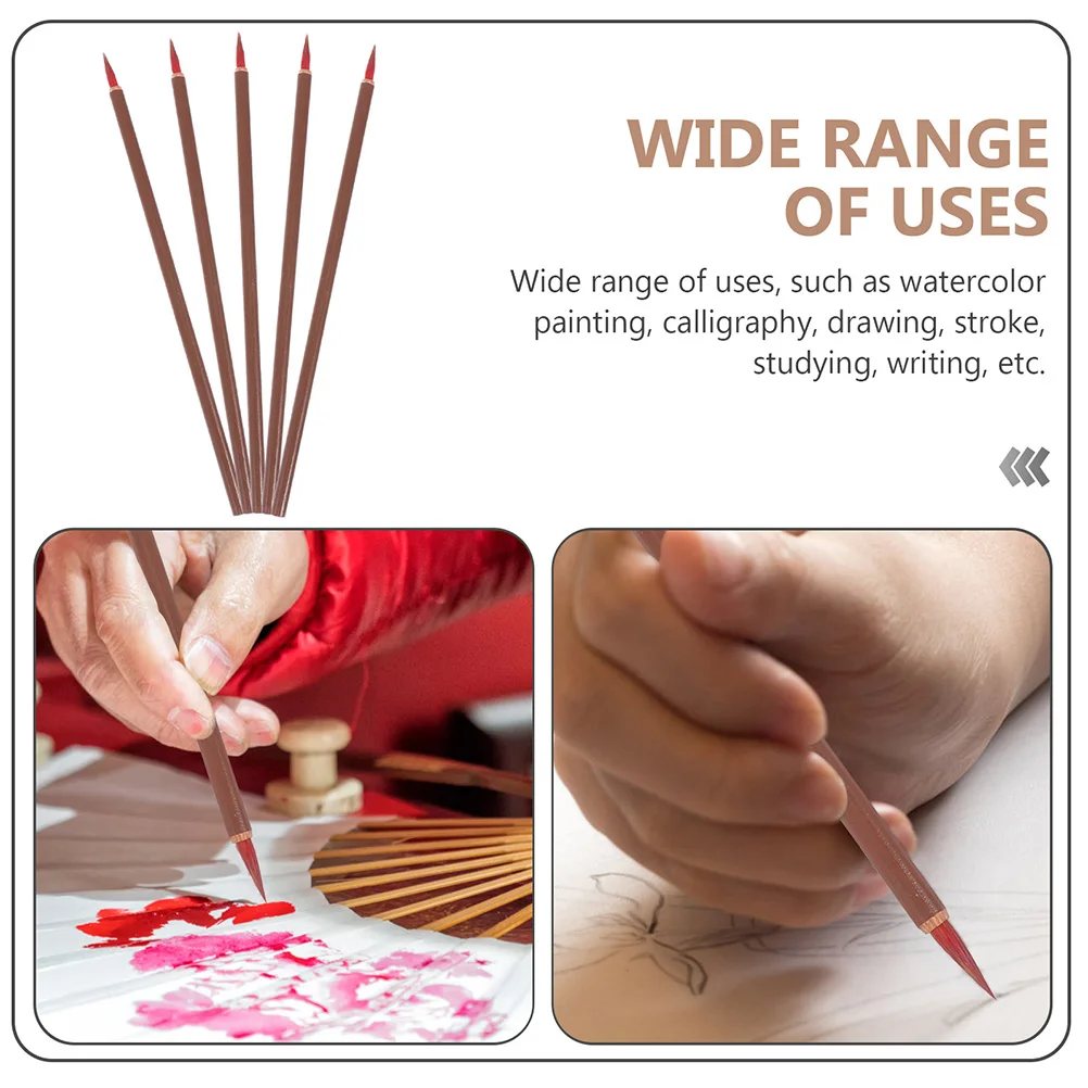 

6 Pcs Little Red Writing Brush Calligraphy Caligraphy Chinese Painting Multifunction Wood Pen Student