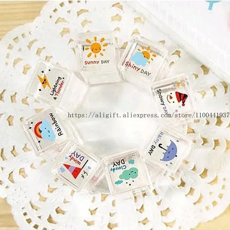 Creative Cute Mini Crystal Seal Weather Emoticon DIY Hand Account Album Diary Decoration 8 Packages