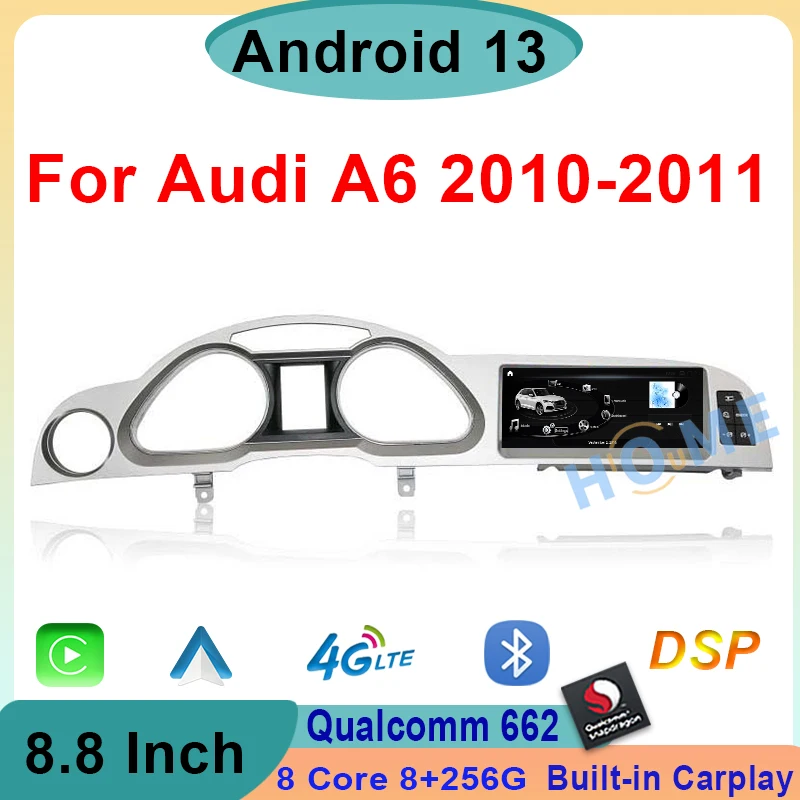 

8,8 "Android 13 Qualcomm662 GPS навигация автомобильный мультимедийный для Audi A6 C6 2010-2011 Радио экран DVD плеер Google Carplay Авто 4G