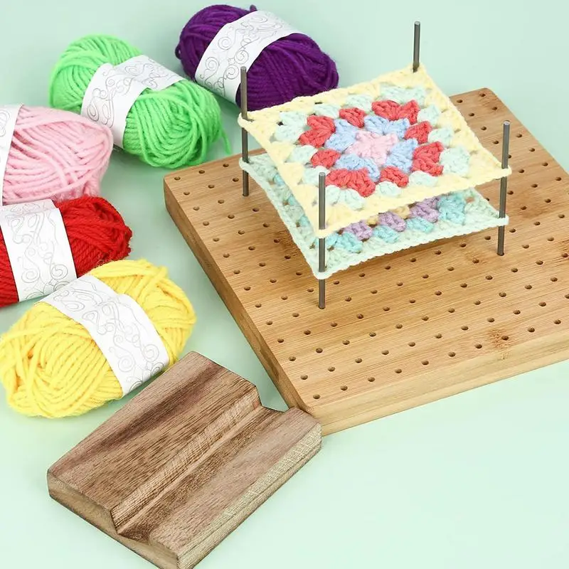 Wood Crochet Blocking Board Kit With Stainless Steel Rod Pins For Knitting Granny Squares Crochet Board Crafting Lovers Gifts