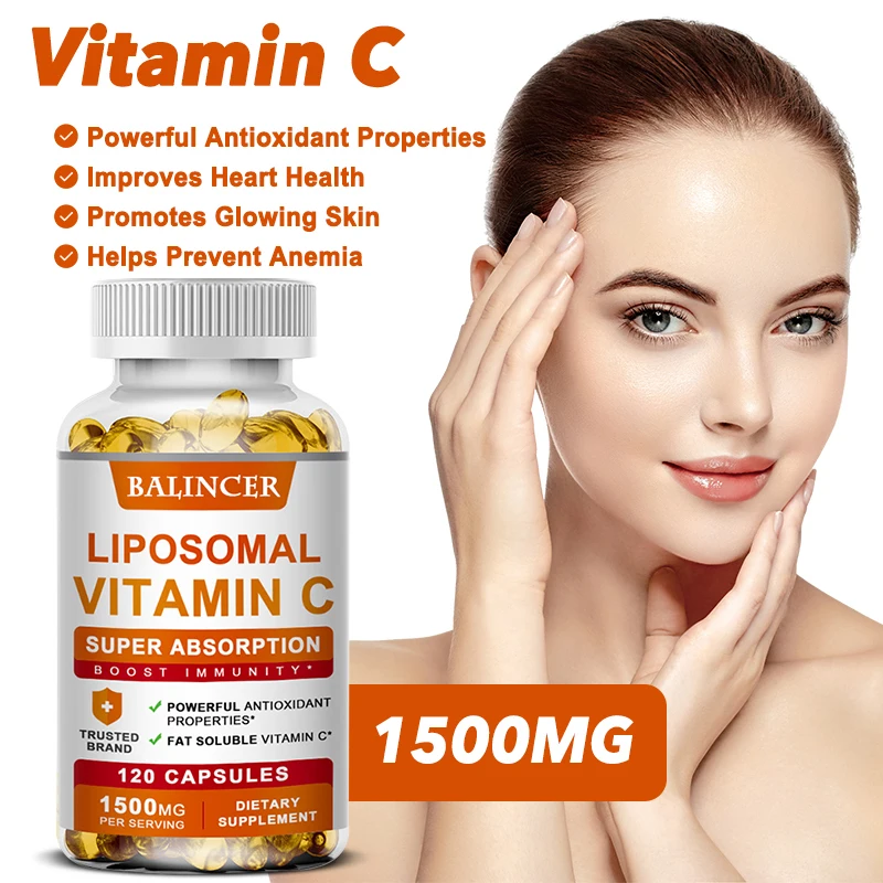 Liposomal Vitamin C - High Strength Vitamin C 1500 Mg, All Natural, Vegan, Vitamin Dietary Supplement, Non-GMO, Gluten Free