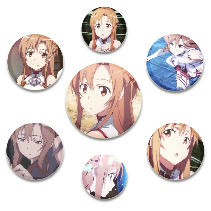 Anime Sword Art Online Brooch for Clothes Cartoon Figures Kirito Asuna Leafa Badge Backpack Decoration Jewelry Accessories