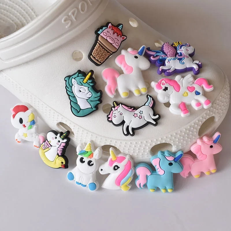 1pcs New Season Unicorn Shoe Buckle Charms for PVC Soft Rubber Shoe Ornament Decoration Removable Garden Shoe Ornament