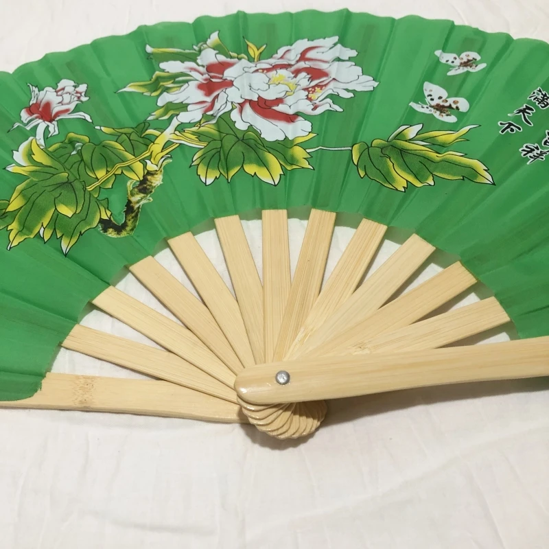 Peony flower tai chi martial arts kung fu bamboo fan right hand martial arts practice training bamboo bone kungfu fan dance fan