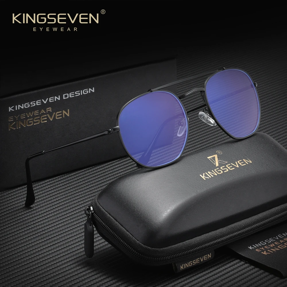 KINGSEVEN Trendy Anti Blue Ray Gläser Männer Frauen Dünne Legierung Rahmen Optische Linse Anti-Auge Müdigkeit Blau Licht Blockieren brillen