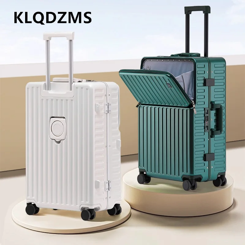 

KLQDZMS чемодан для ноутбука с передним отверстием, чехол для ноутбука, зарядка через USB, алюминиевая рама, чемодан на колесиках, 20 дюймов, 24 дюйма, чемодан для салона