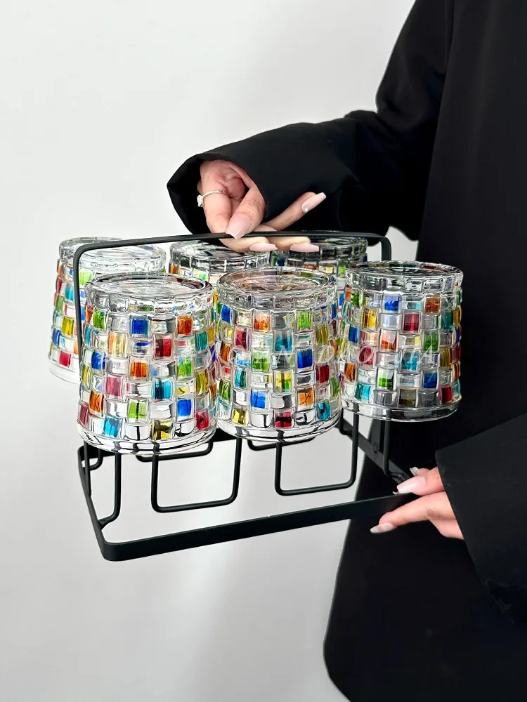 

Радужный светящийся окрашенный подстаканник, набор для домашнего использования, устойчивый к высоким температурам, стеклянная чашка для питья кофе в гостиной, аксессуары