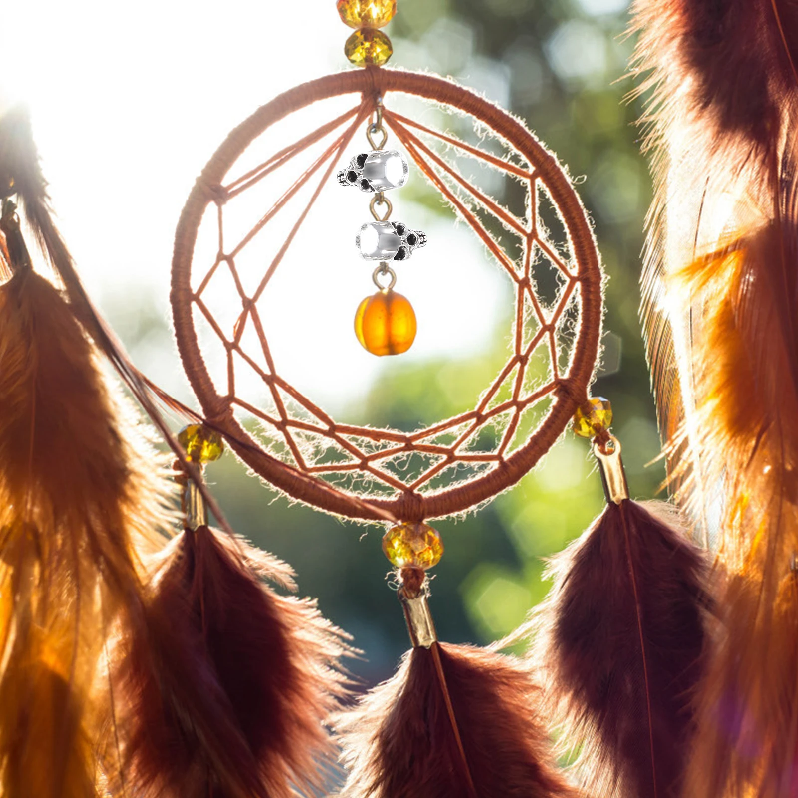 

12 Pcs Skull Headdress Accessories Natural Beads Beard for Men Alloy Jewelry Making