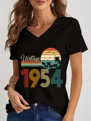 Y2k Clothing Women’s Colorful Tshirts Vintage 1954 Years Tshirts Short Sleeve Y2k Shirts Casual Basic Hip Hop Sweatshirts Female