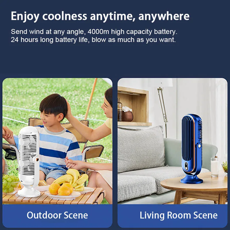 Desktop Electric Fan Rechargeable Portable Home Air Conditioning Fan 5-Speed 720° Swivel Outdoor Camping Air Cooler Table Fans image 6