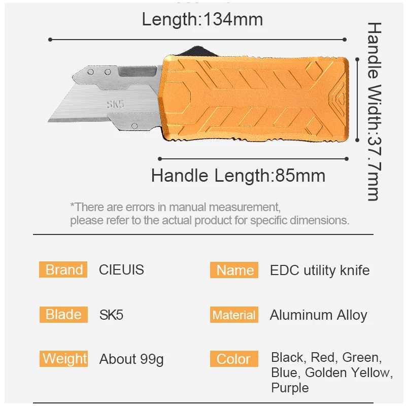 Imagem -06 - Faca Utilitária Otf Cortador de Papel de Parede Facas de Bolso Edc Série Exocet Facas com Cabo de Liga de Alumínio Lâminas Sk5 Substituíveis