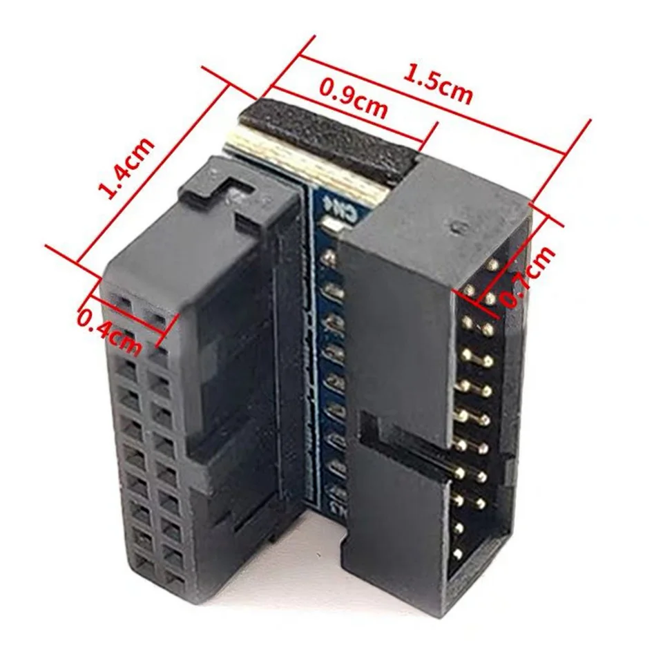 2 Pezzi Adattatore USB 3.0 19/20 Pin Maschio-Femmina Per Scheda Madre A 90° – Connessione Ad Angolo Retto, Trasmissione 5 Gbps, Materiale ABS
