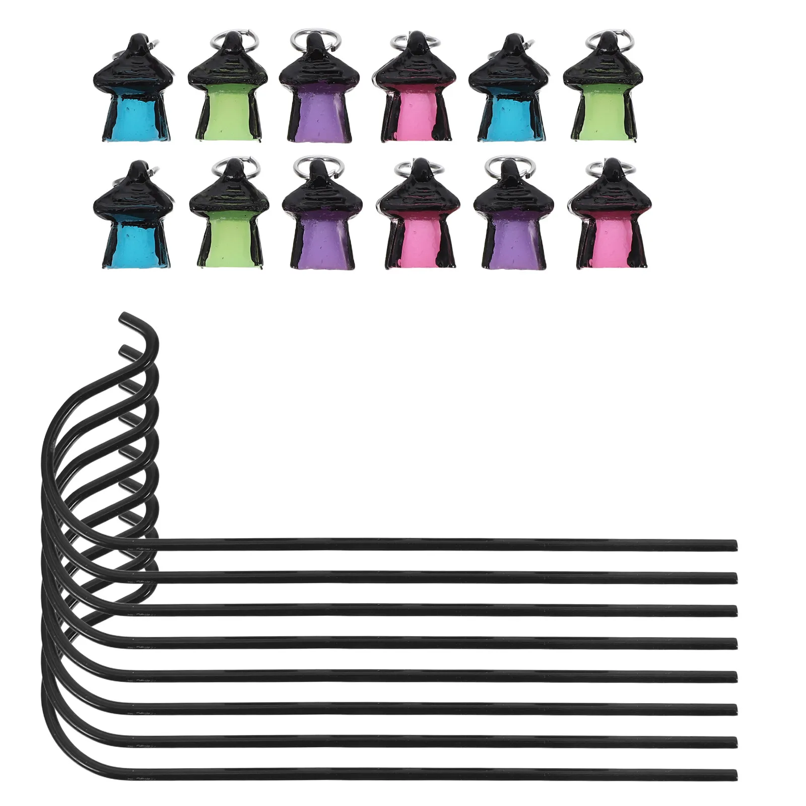 12Pcs Glow in The Dark Miniature Lanterns Vintage Garden Stake Lamp for Fairy Garden Micro Landscape Outdoor Decor Mini Street