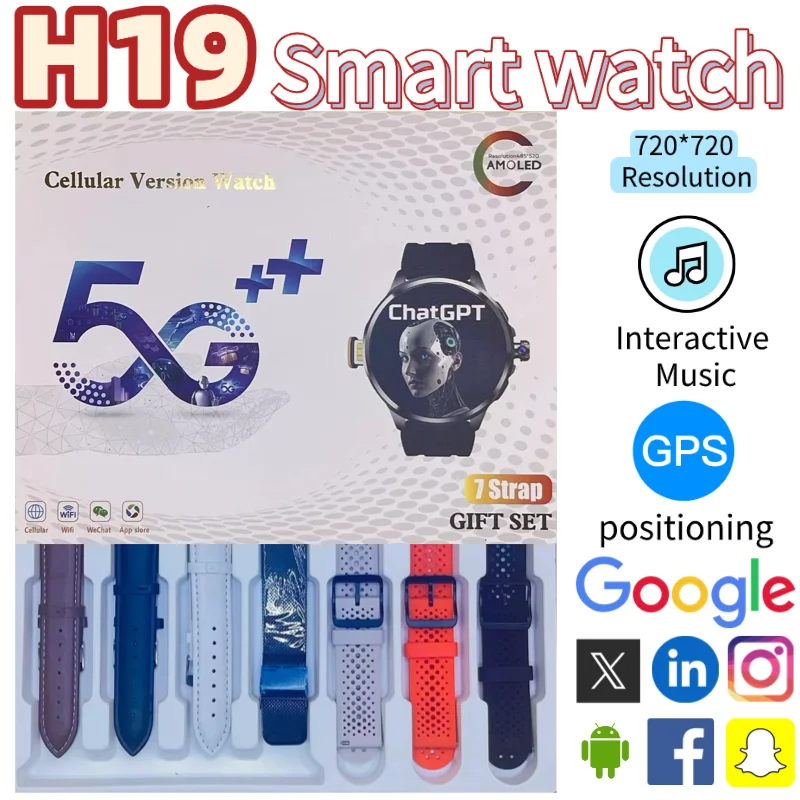 

H19 Mens 4G 5G Smart Watch with Rotatable Camera 1 95 Inch HD Screen 256GB ROM WiFi LTE Support Waterproof Fitness Tracker Heart